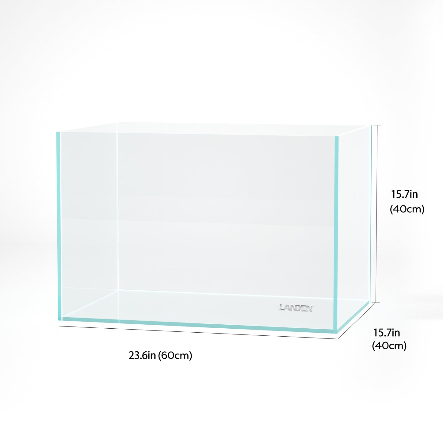 Landen 60P 23 Gallon Rimless Low Iron Aquarium Tank, 23.6" W × 15.7" D × 15.7" H (60cm x 40cm x 40cm)