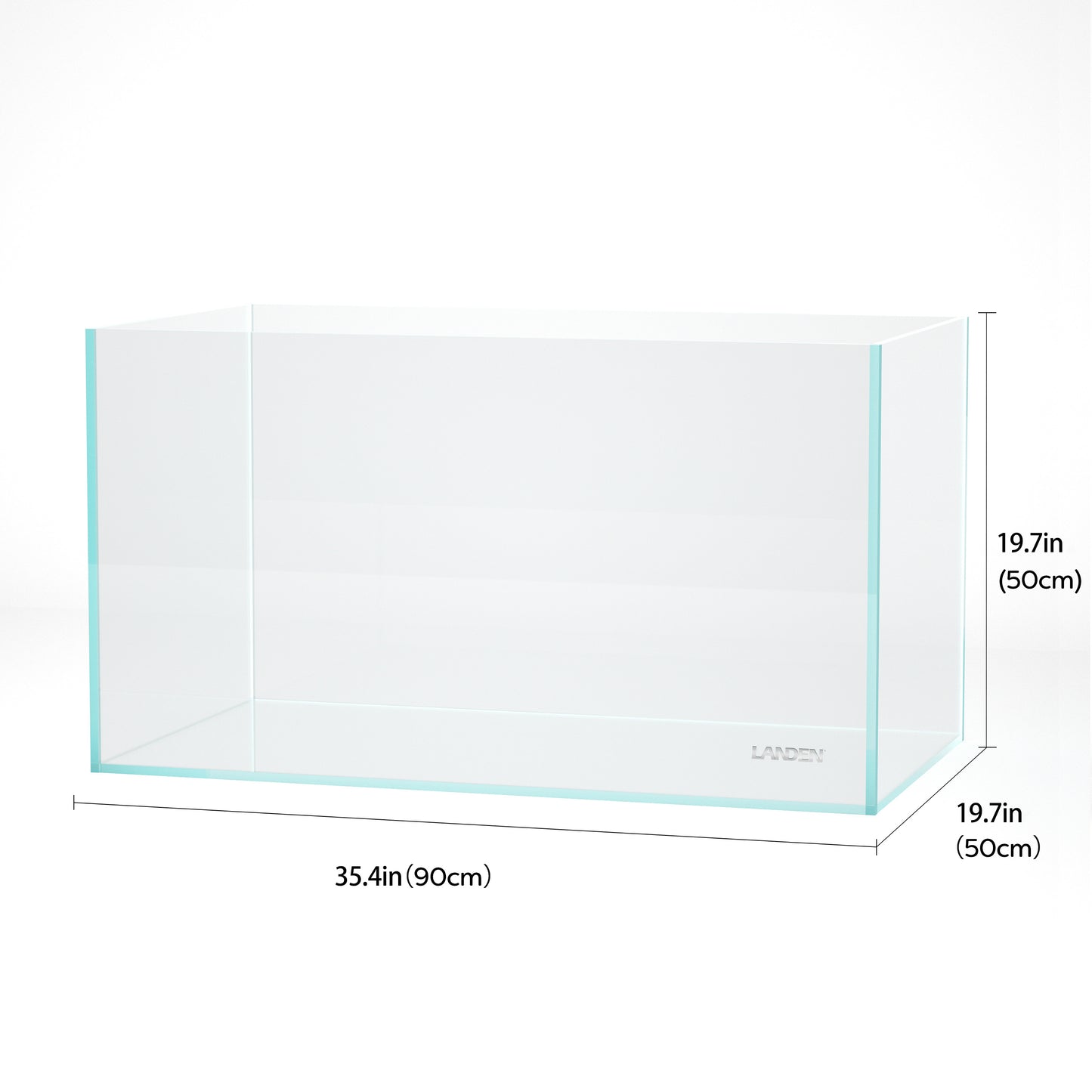 Landen 90P 55 Gallon Rimless Low Iron Aquarium Tank, 35.43" W× 19.69" D × 19.69" H (90cm x 50cm x 50cm)