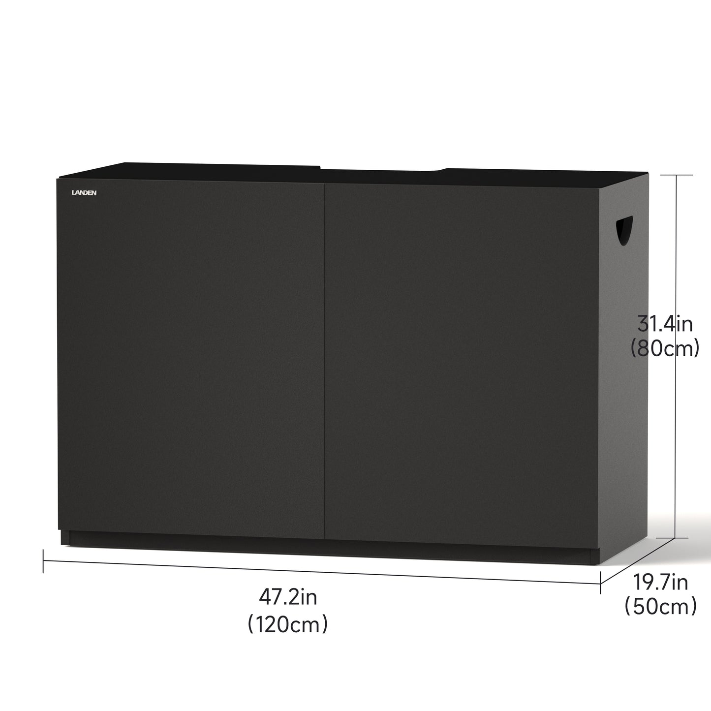 LANDEN Aquarium Wooden Stand and Cabinet for 72.2 gallon, W47.2xD19.7xH31.5in(120X50X80cm), Matte Black Painted (Stand Only)