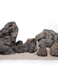 LANDEN Black Icelandic Lava Stone Natural Rocks for Aquariums (18lbs,3-11 in) 11pcs