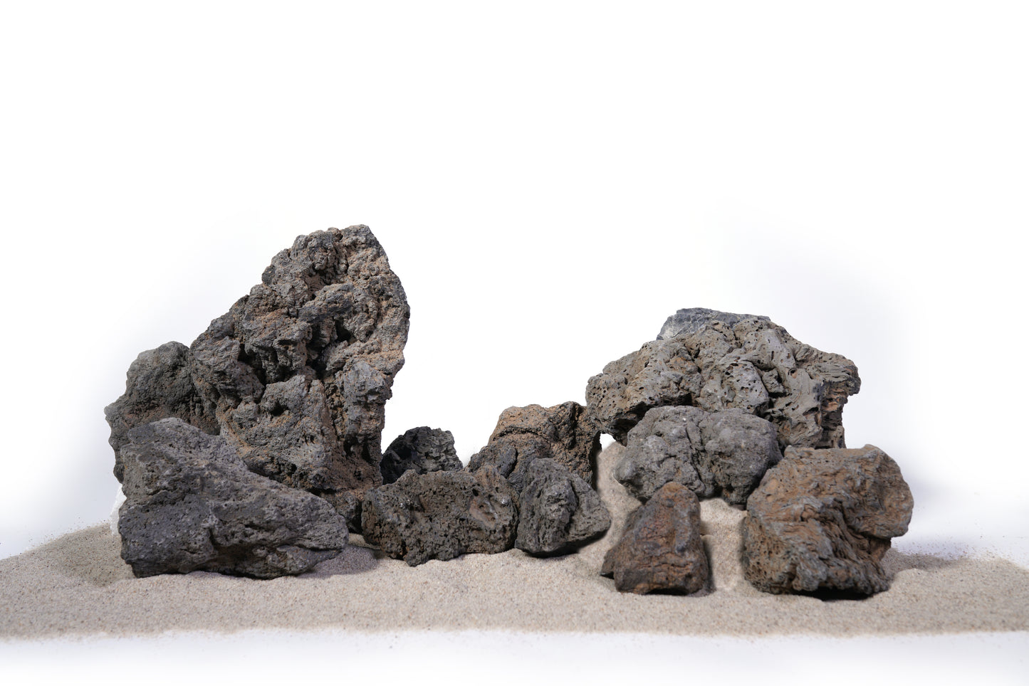 LANDEN Black Icelandic Lava Stone Natural Rocks for Aquariums (18lbs,3-11 in) 11pcs