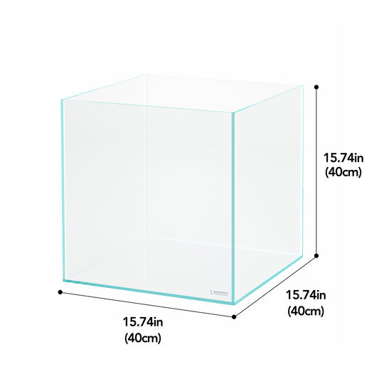 LANDEN 15.6 Gallon Cube Rimless Low Iron Aquarium Tank,15.7" L × 15.7" W × 15.7" H (40cm x 40cm x 40cm) 6mm Thickness with Nano Foam Leveling Mat Included