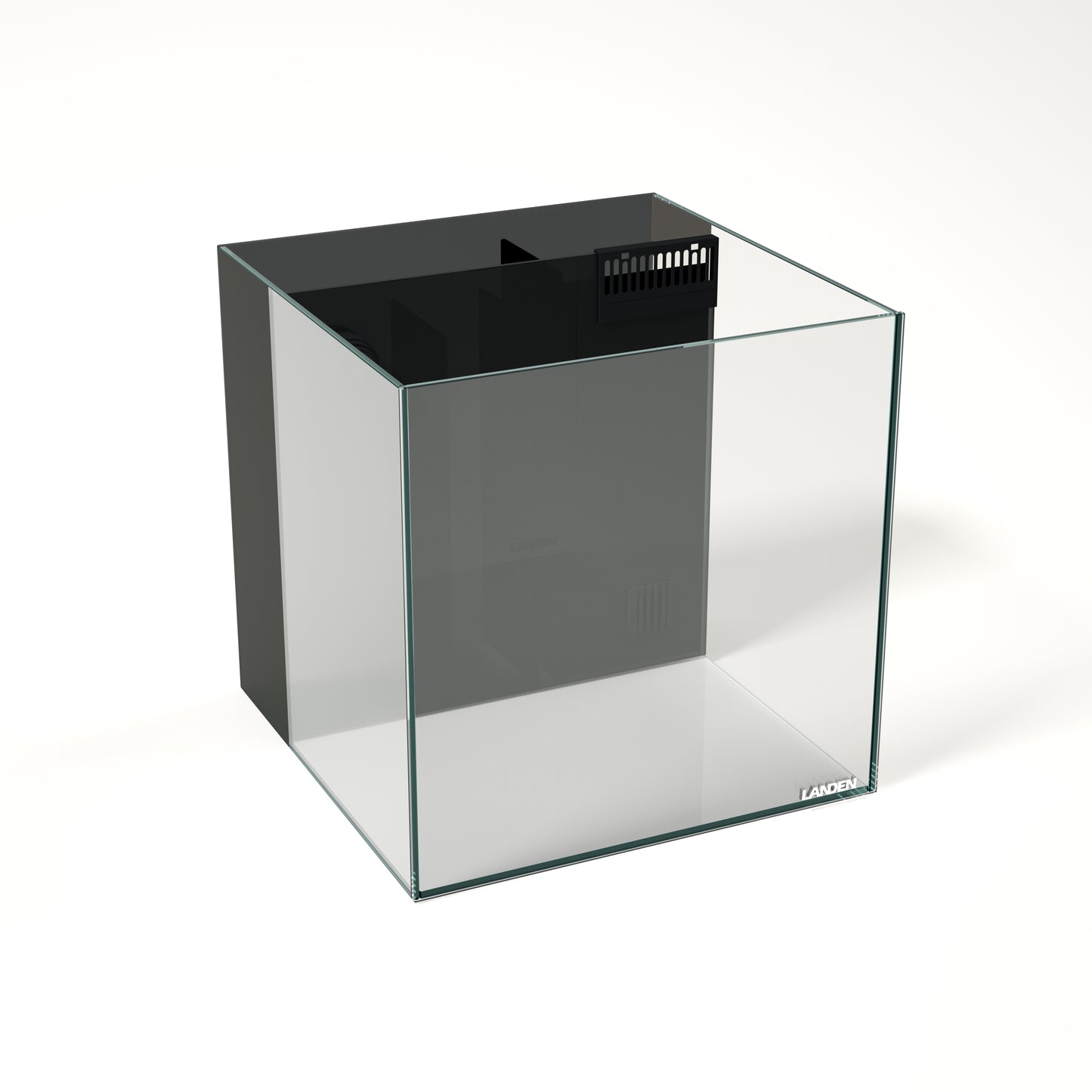 LANDEN Ultra Clear Glass Rimless Low Iron Aquarium Tank with Rear Filtration Chamber for Salt and Fresh Water, Made of All Glass