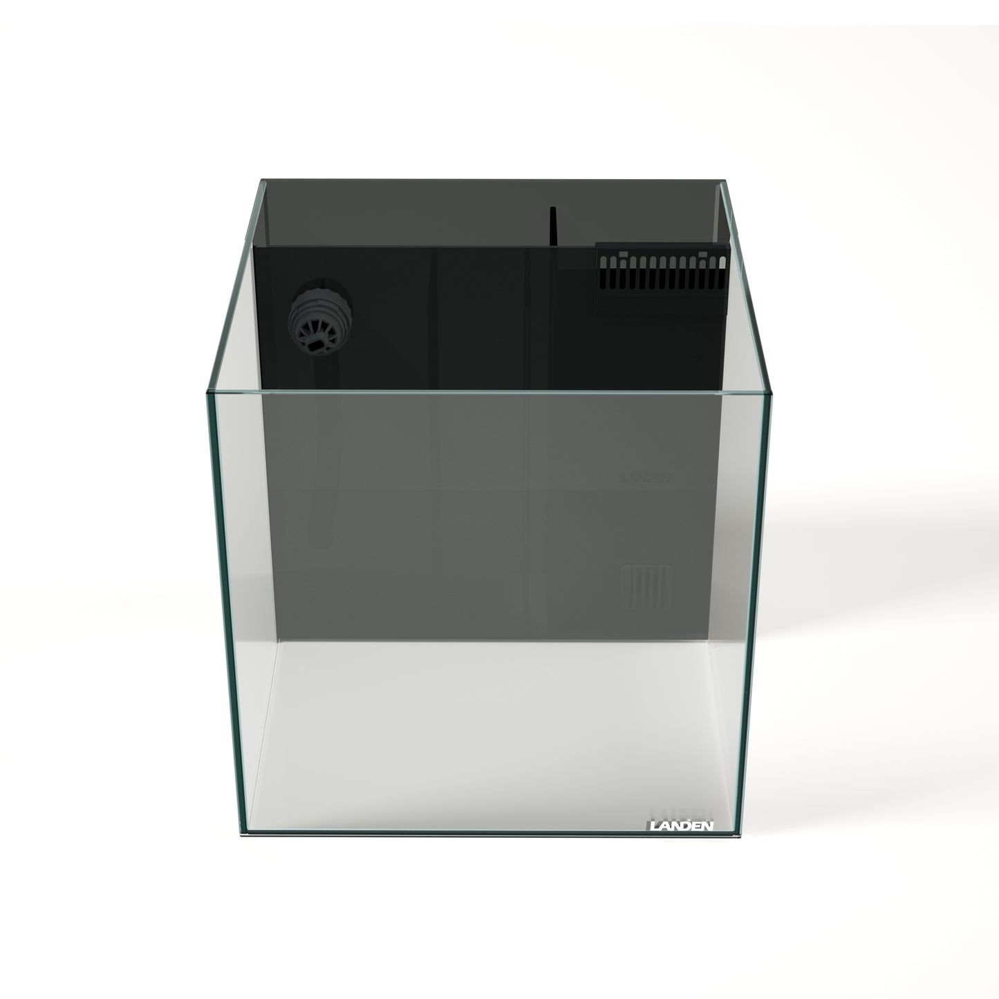 LANDEN Ultra Clear Glass Rimless Low Iron Aquarium Tank with Rear Filtration Chamber for Salt and Fresh Water, Made of All Glass