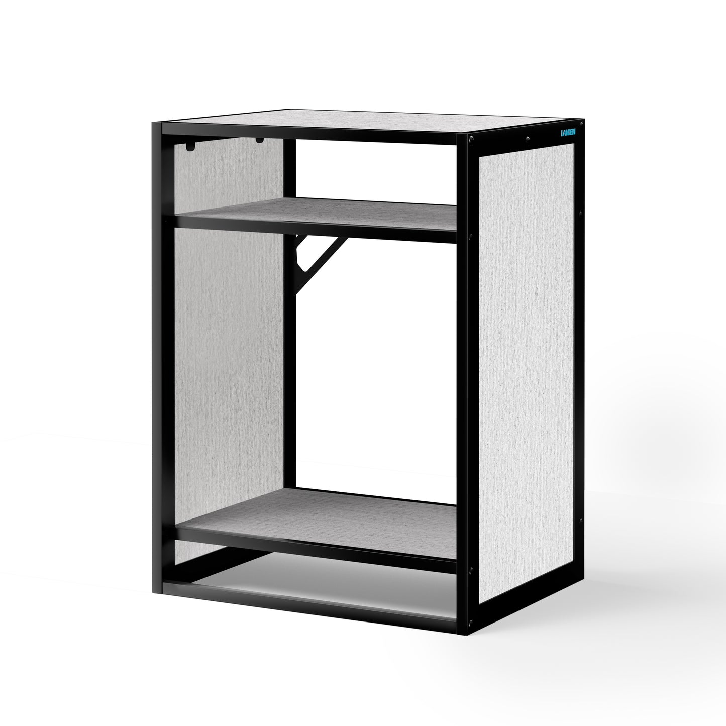 LANDEN Three-Shelf Metal Aquarium Stand with Shelves for up to 30 Gal Tanks, Gray Washed Oak Wood 60X45X80cm (23.6x17.7x31.49 in)