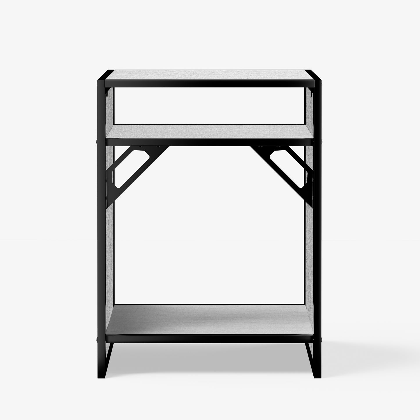 LANDEN Three-Shelf Metal Aquarium Stand with Shelves for up to 30 Gal Tanks, Gray Washed Oak Wood 60X45X80cm (23.6x17.7x31.49 in)