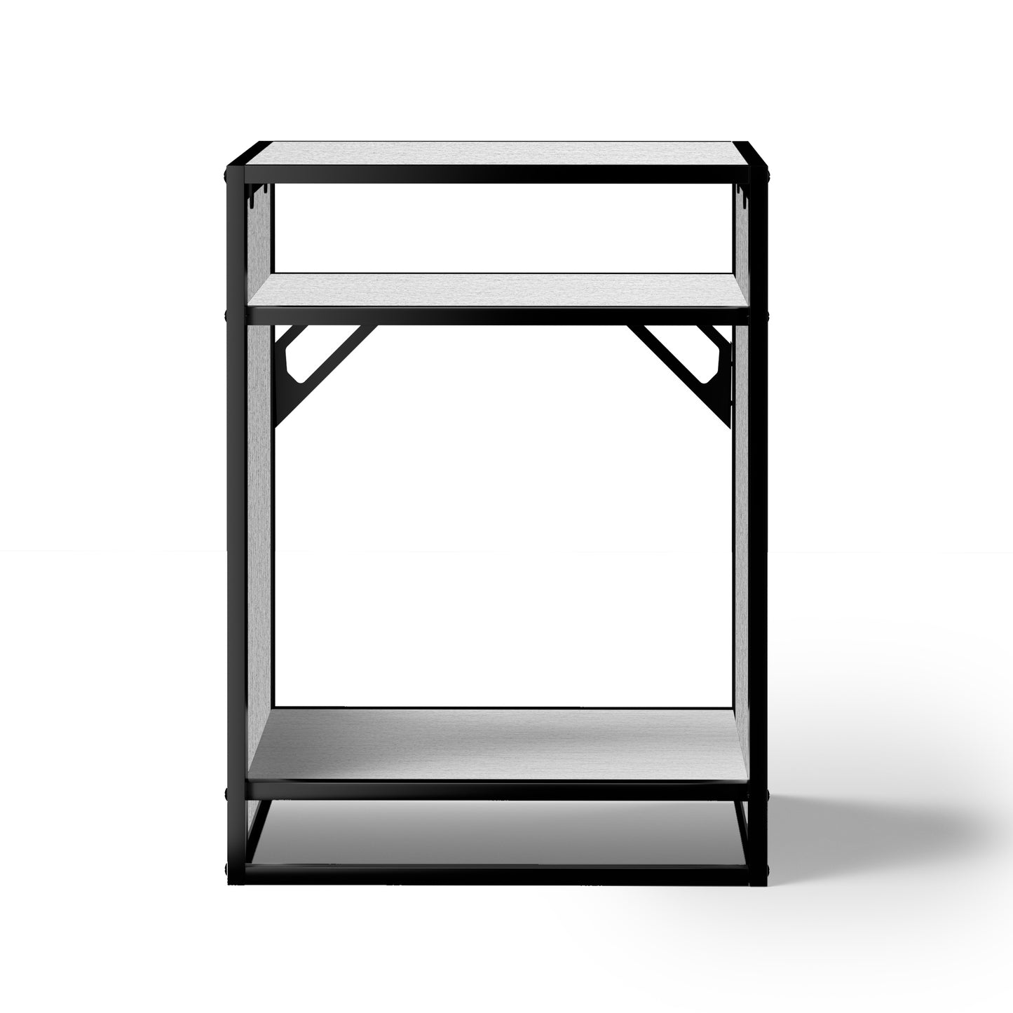 LANDEN Three-Shelf Metal Aquarium Stand with Shelves for up to 30 Gal Tanks, Gray Washed Oak Wood 60X45X80cm (23.6x17.7x31.49 in)
