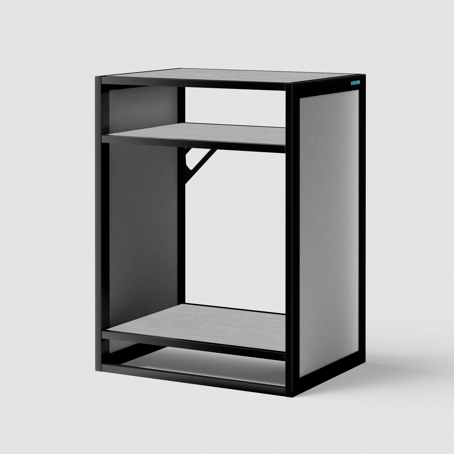 LANDEN Metal Aquarium Stand with Shelves for Fish Tanks, Gray Washed Oak Wood