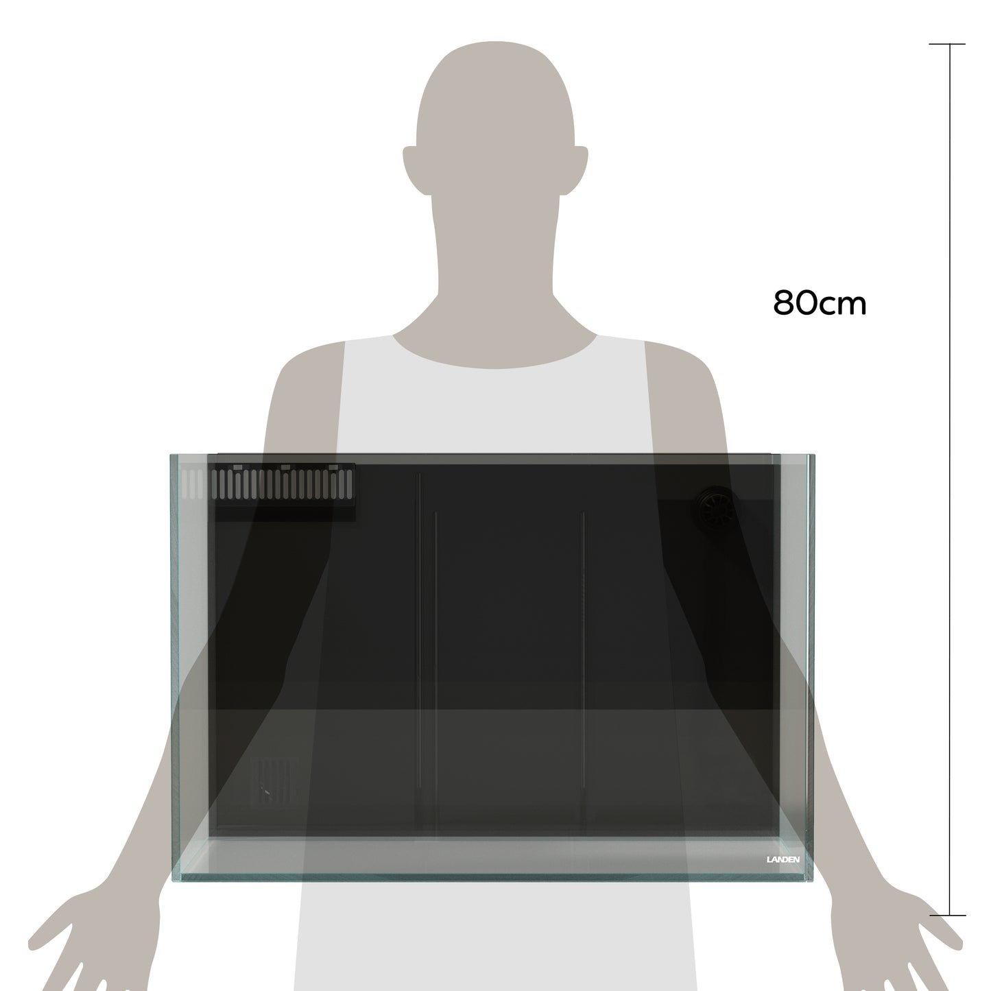 LANDEN Ultra Clear Glass Rimless Low Iron Aquarium Tank with Rear Filtration Chamber for Salt and Fresh Water, Made of All Glass