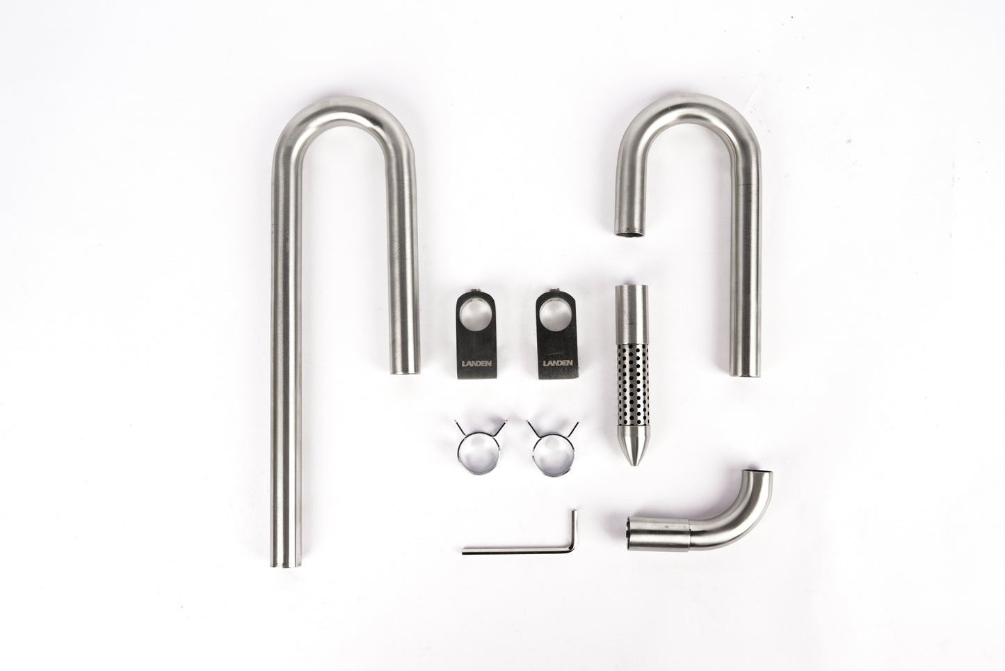 LANDEN 304 Stainless Steel Lily Pipes with Clamps for Rimless Glass Aquarium, Inflow and Outflow Set (Pipe Diameter 12mm/16mm)