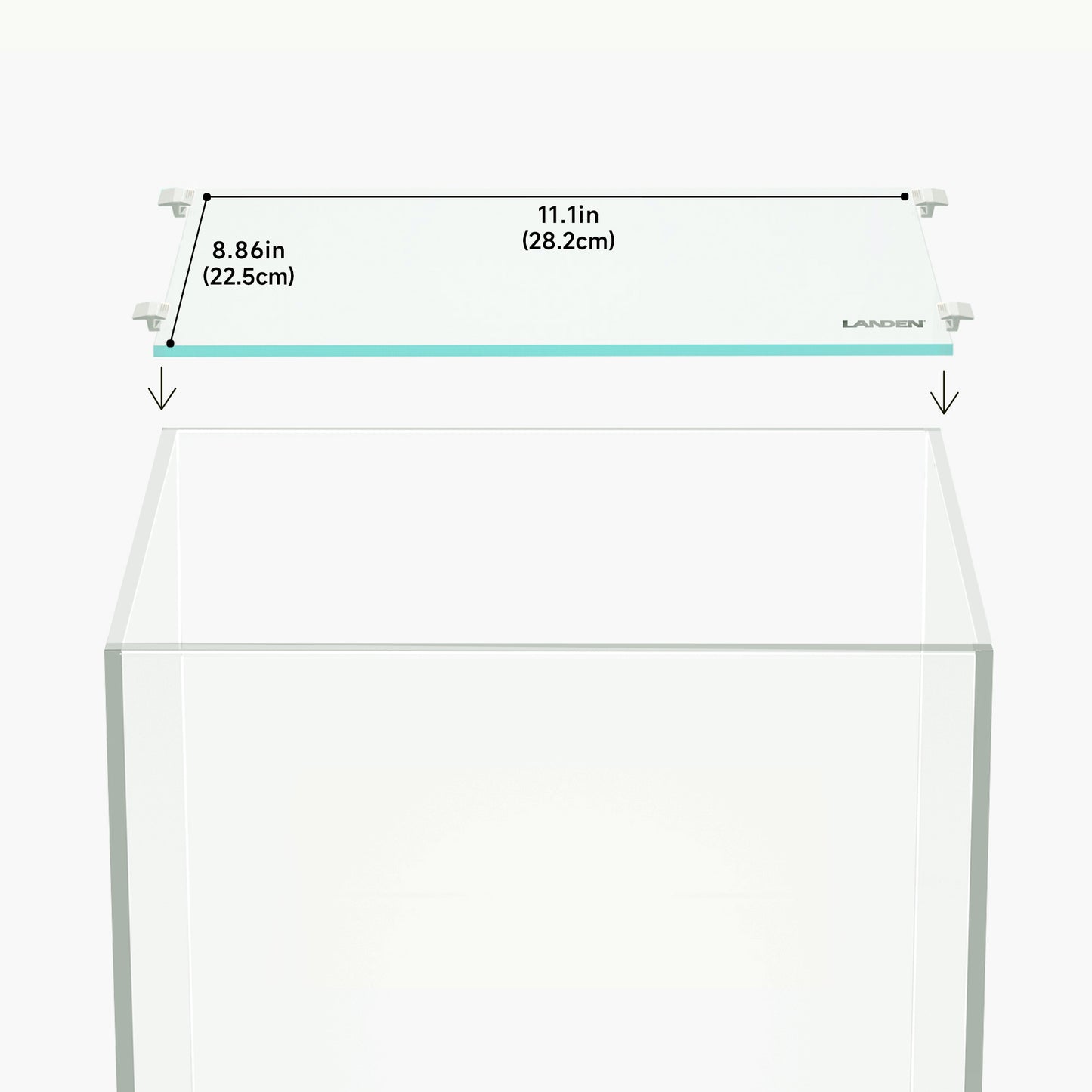 LANDEN 4mm Thick Clear Glass Aquarium Lid, Includes 4 Clips for Secure Placement, 282 x 225mm(11.1x8.86 inches) Adapted to CB303030, ARF30