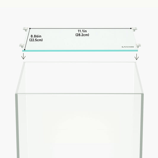 LANDEN 4mm Thick Clear Glass Aquarium Lid, Includes 4 Clips for Secure Placement, 282 x 225mm(11.1x8.86 inches) Adapted to CB303030, ARF30