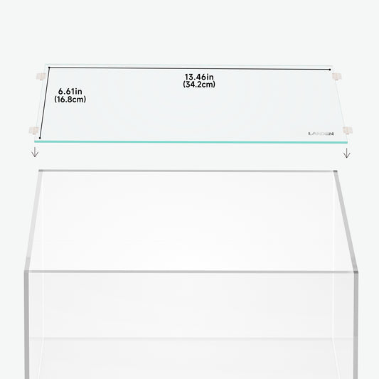 LANDEN 4mm Thick Clear Glass Aquarium Lid, Includes 4 Clips for Secure Placement, 342 x 168mm(13.46x6.61 inches )Adapted to NA362226