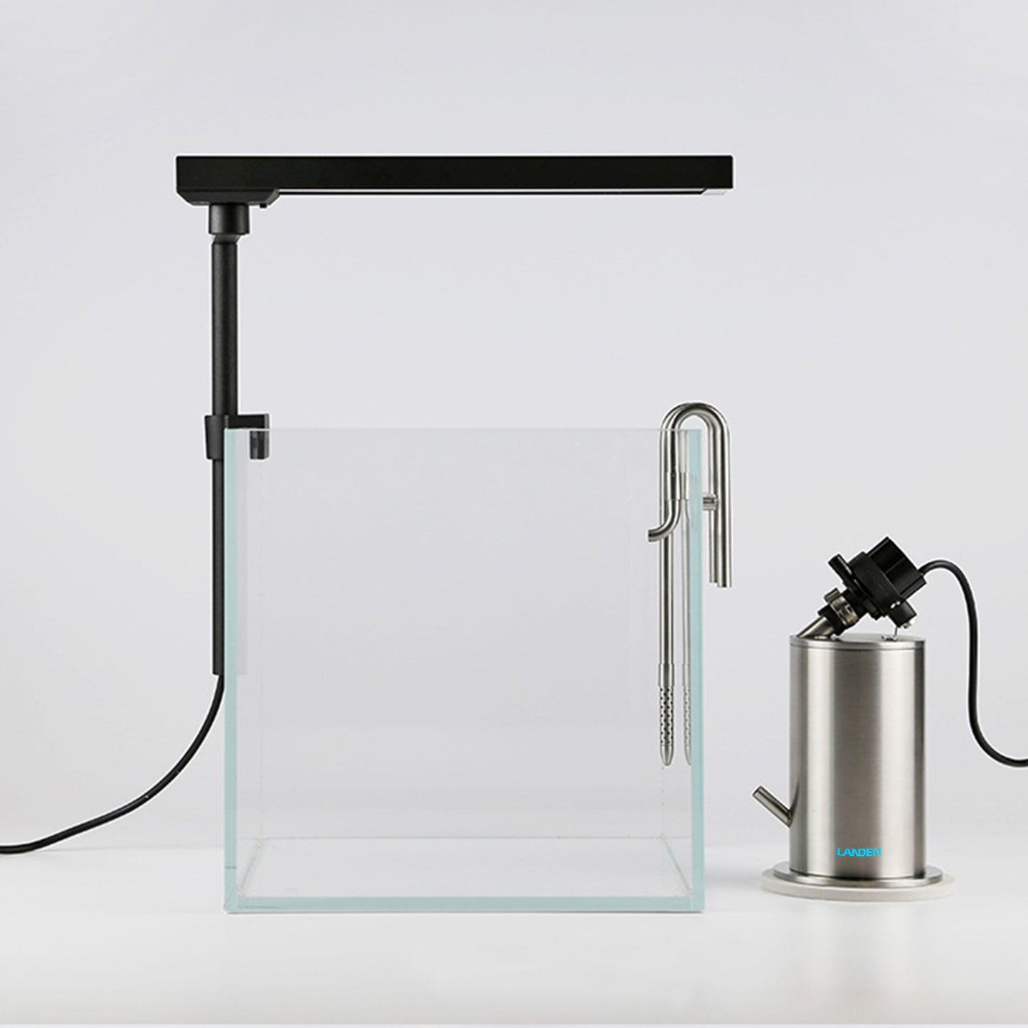 LANDEN PURA 50 Mini External Canister Filter for Aquarium System, up to 5 Gallon, Stainless Steel Aquarium Canister with Water Pump