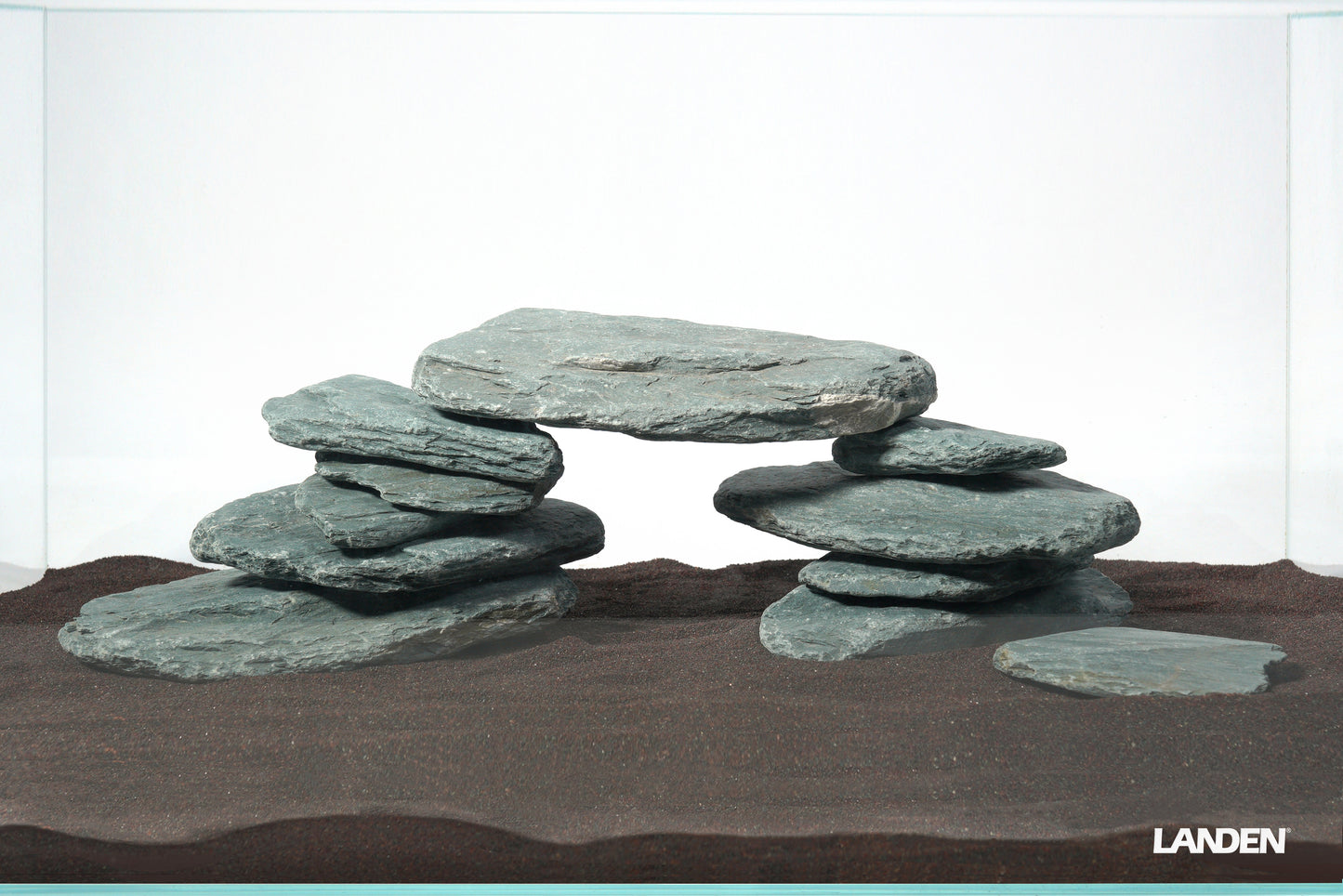 LANDEN River Slate Stone Natural Rocks for Aquariums(18lbs,3-9 in) 13pcs