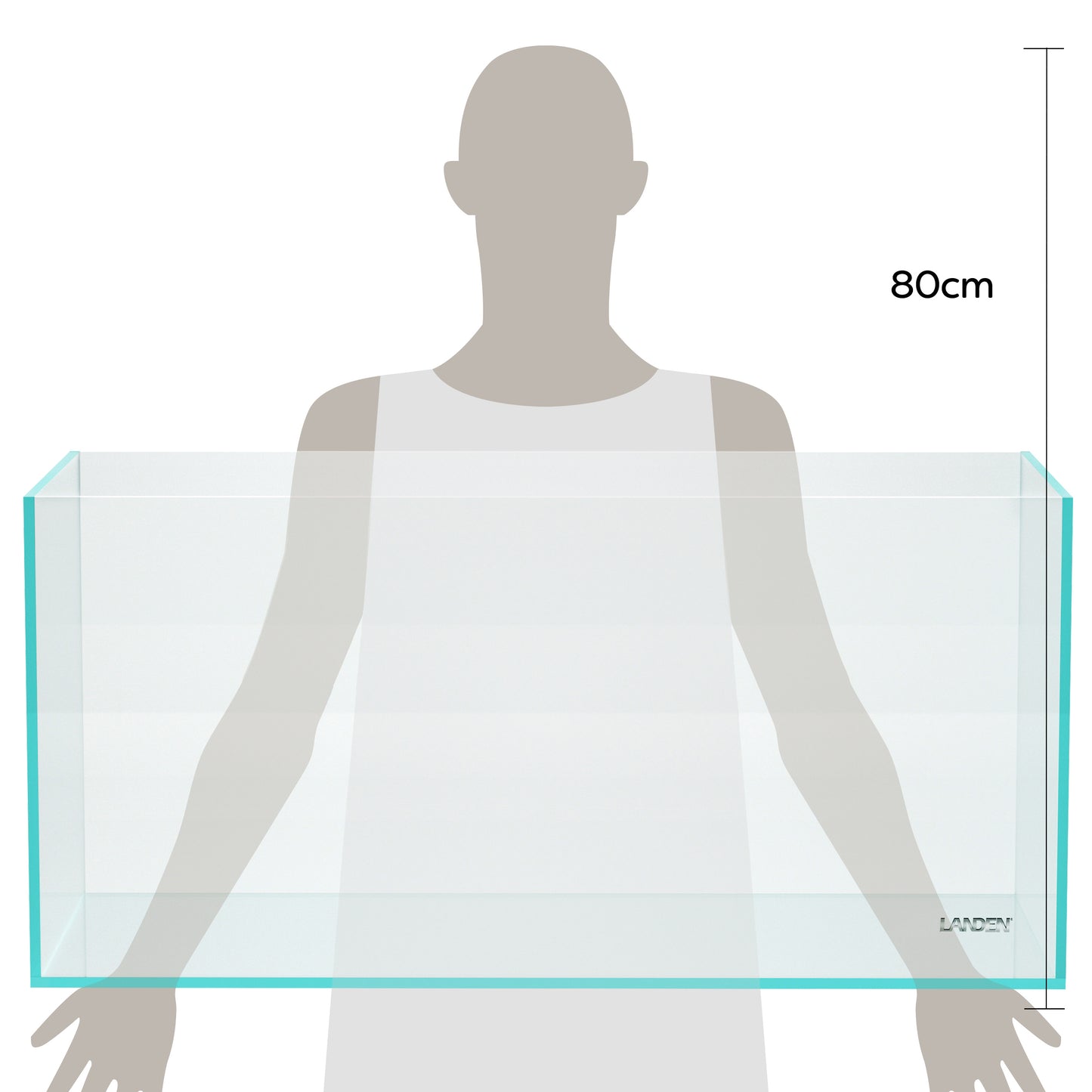 Landen 100P 50 Gallon Rimless Low Iron Aquarium Tank, 39.37" W × 17.72" D × 17.72" H (100cm x 45cm x 45cm)