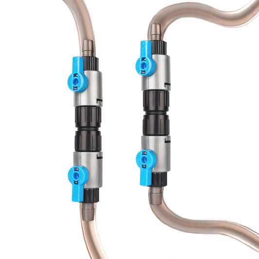 LANDEN Double Tab Connector for Aquarium, Canister Filter Hose Connector, Fish Tank Water Flow Control, Quick Release Valve, (1/2"(12/12mm)), 2PCS