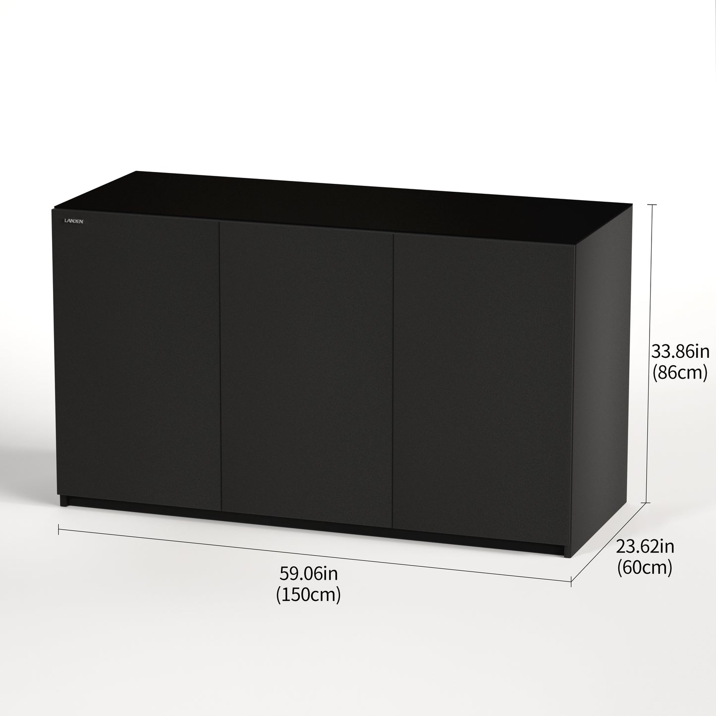 LANDEN Aquarium Stand and Cabinet, for up to 118 Gal Tank, Matte Black Painted(Stand Only) W59.06xD23.62xH33.86 in(150x60x86cm)