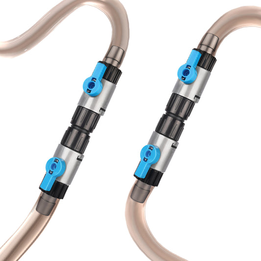 LANDEN Double Tab Connector for Aquarium, Canister Filter Hose Connector, Fish Tank Water Flow Control, Quick Release Valve, (5/8″(16/16mm)), 2PCS