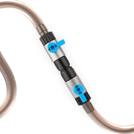 LANDEN Double Tab Connector for Aquarium, Canister Filter Hose Connector, Fish Tank Water Flow Control, Quick Release Valve, (5/8″(16/16mm))