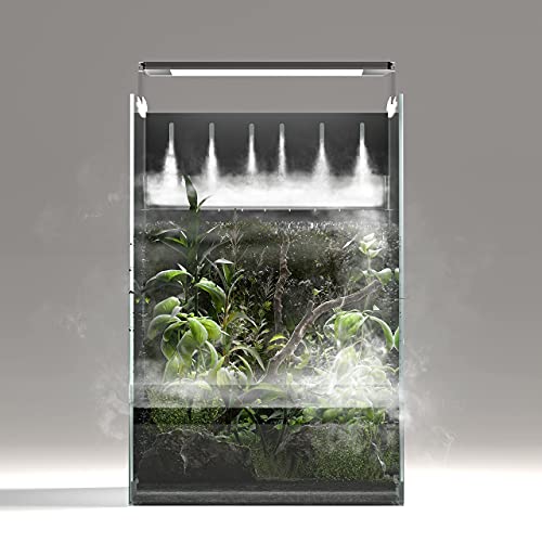 Landen T30 Aqua Terra Tanks Terrarium All in One, Integrated Paludarium, Light, Water Pump, Mist-Flower and Mat Included, Waterfall and Rain Forest Aquatic Landscape, 11.81 "L x 11.81" W x 17.72 "H