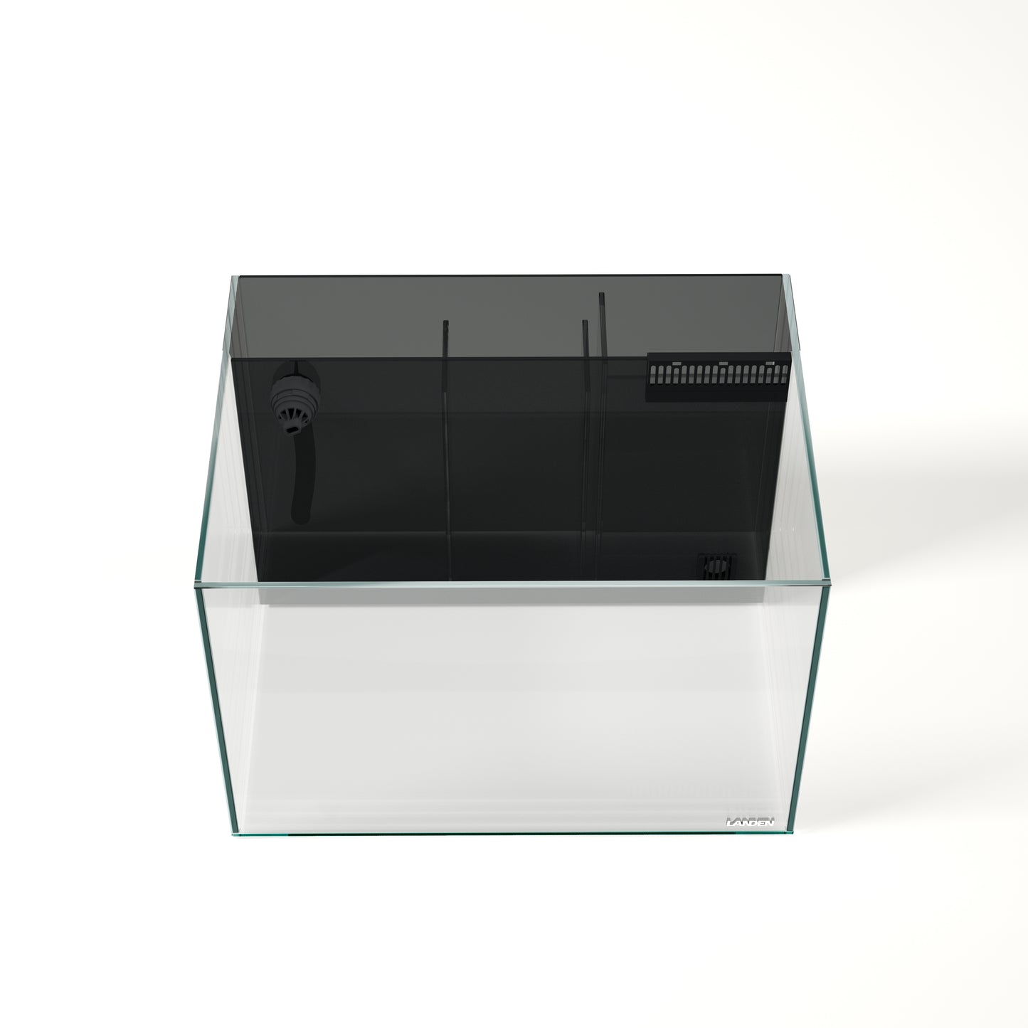 Landen 60P 26.23 Gallon Ultra Clear All Glass Rimless Low Iron Aquarium Tank with Rear Filtration Chamber for Salt and Fresh (Return Pump Included) 23.6Wx17.7Dx15.8H in(60x45x40cm)