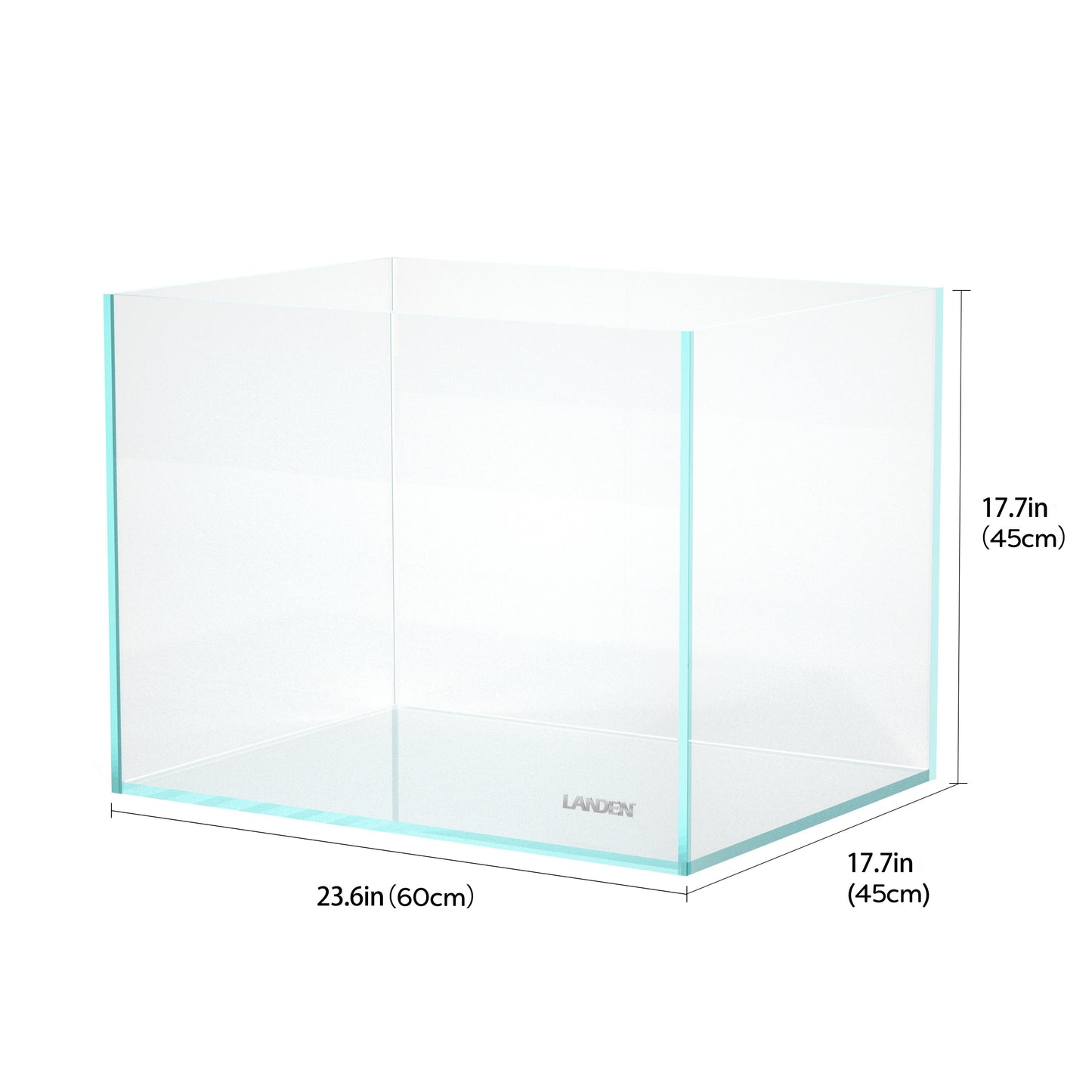 Landen 60H 30 Gallon Rimless Low Iron Aquarium Tank, 23.6" W × 17.7" D × 17.7" H (60cm x 45cm x 45cm)