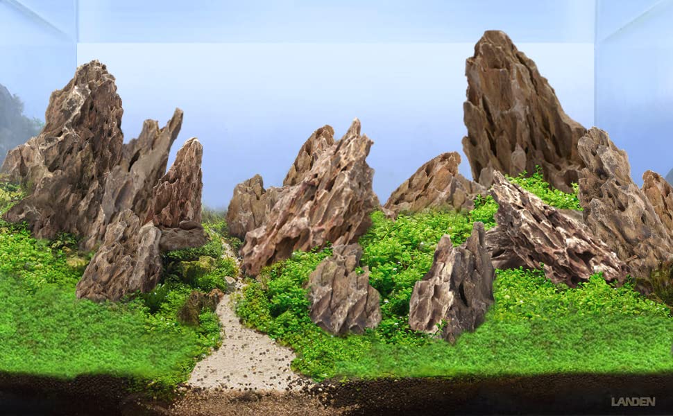 LANDEN Natural Dragon Stones for Aquascaping  (16lbs, 3-7inches)7-8pcs