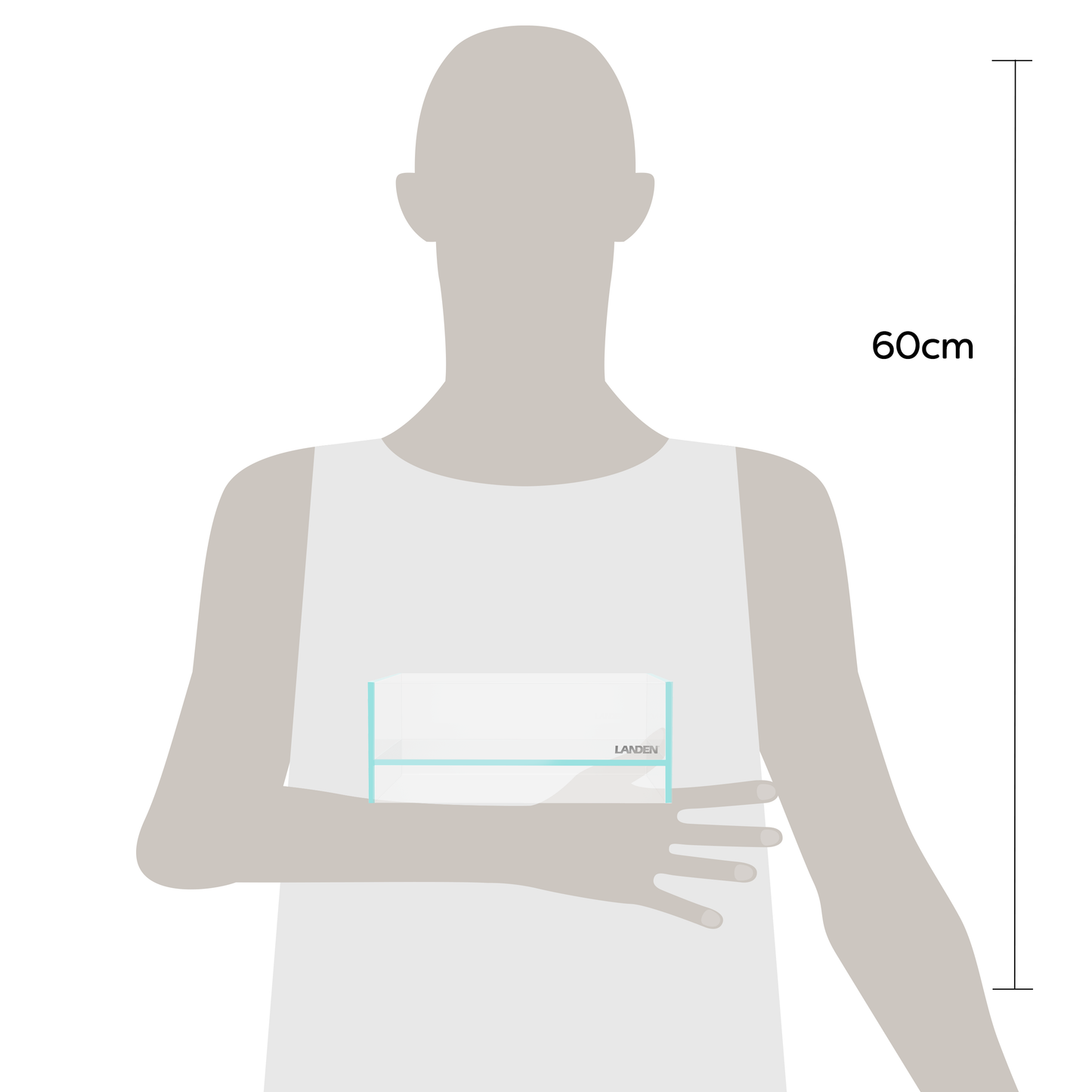 LANDEN 0.7 Gallon Rimless Shallow Aquarium Glass-air Tank