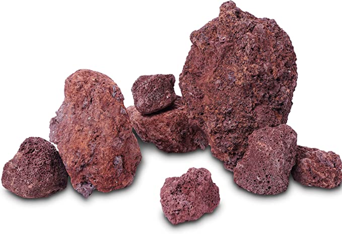 LANDEN Red Lava Stones for Aquascaping Terrariums(15.5lbs,3-10 inches)11pcs