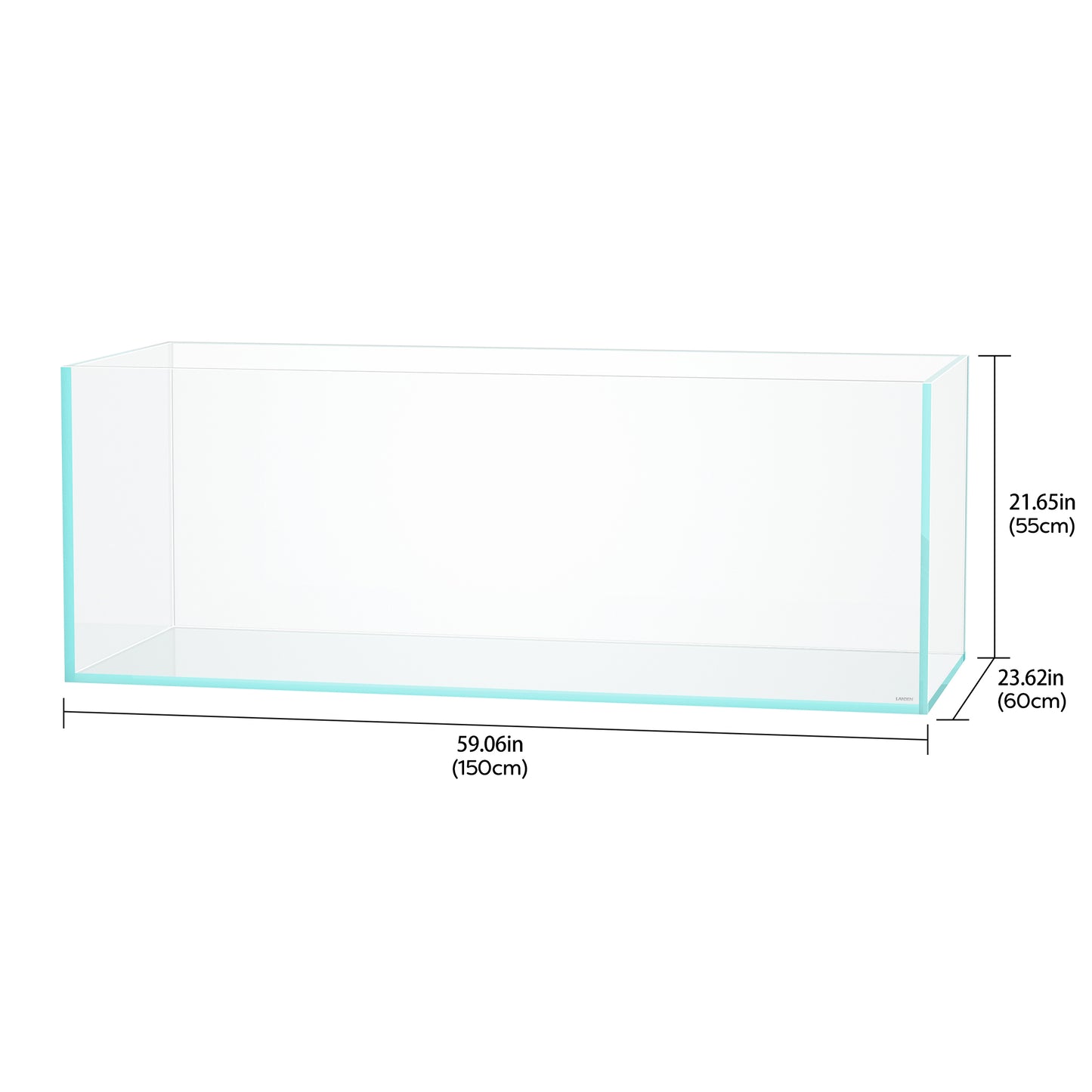 LANDEN 150P 118.4 Gallon Rimless Low Iron Aquarium Tank, 59.1" L × 23.6" W × 21.7" H (150X60X55) cm
