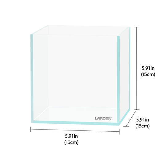 LANDEN 15C 0.8 Gallon Cube Aquarium Tank，W5.9×D5.9×H5.9 in(15x15x15cm) 4mm Thickness