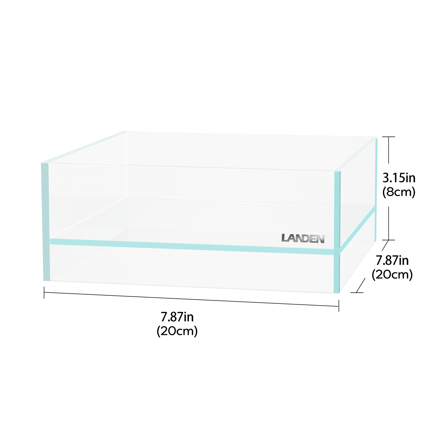 LANDEN 0.7 Gallon Rimless Shallow Aquarium Glass-air Tank