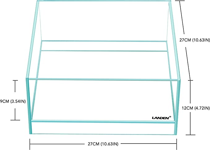 LANDEN Glass Air Aquarium Tank Multi-SceneLandscape Aquarium, 1.6Gallon Rimless Low Iron Shallow Tank,10.63" W×10.63" D×4.72" H (27cmx27cmx12cm)
