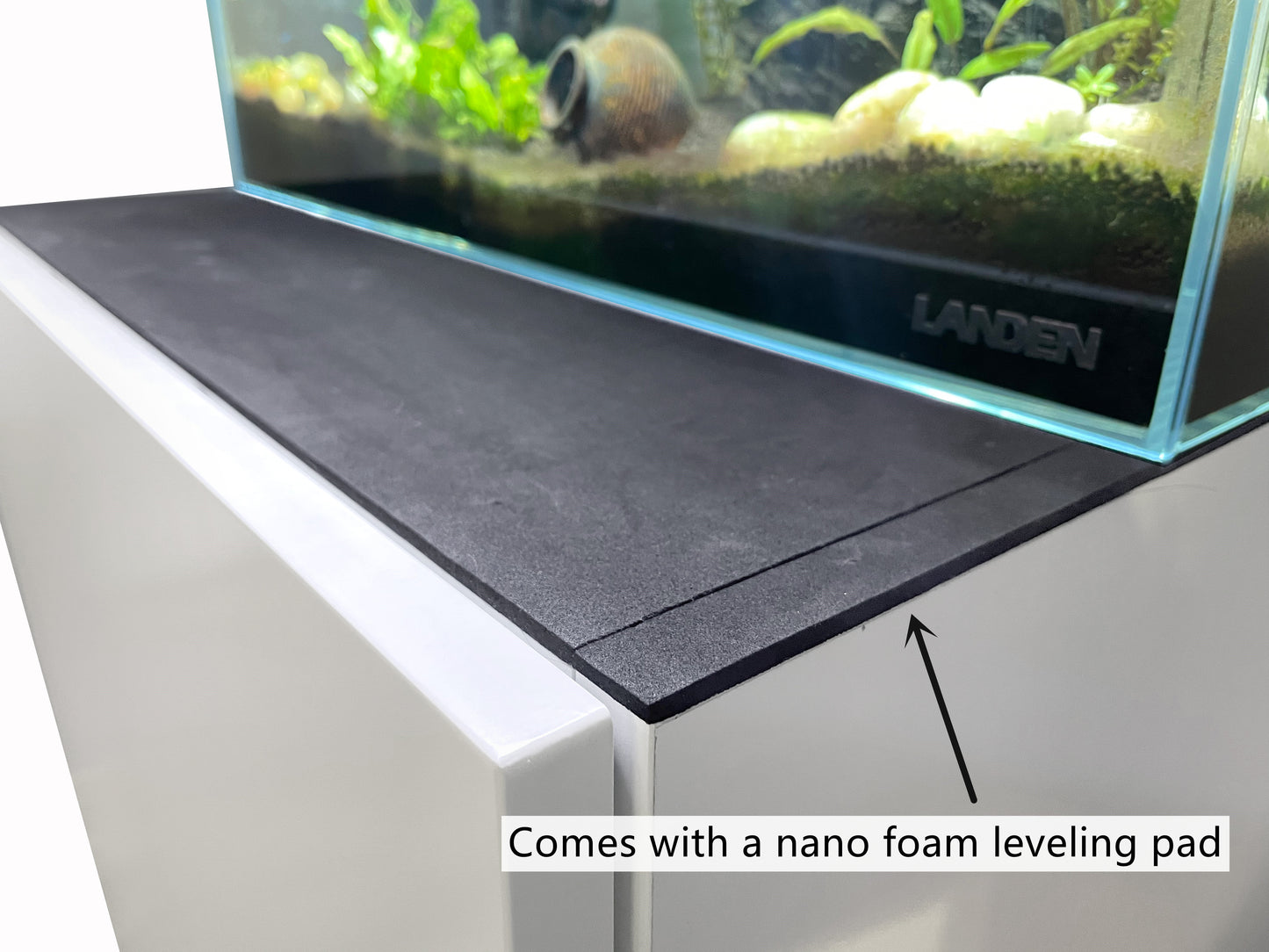 LANDEN Aquarium Wooden Stand and Cabinet for up to 30 Gal Tank,W23.6xD17.7xH33.9in(60X45x86cm), Matte White Painted(Stand Only)